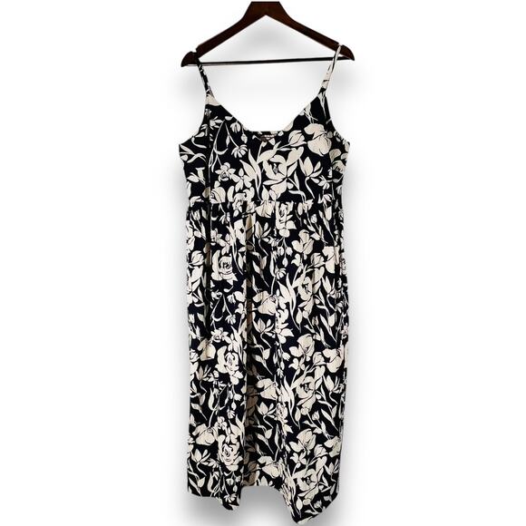 A New Day Dress Boho Cottagecore Navy Floral Maxi Aline Smocked Back XXL - Picture 3 of 10